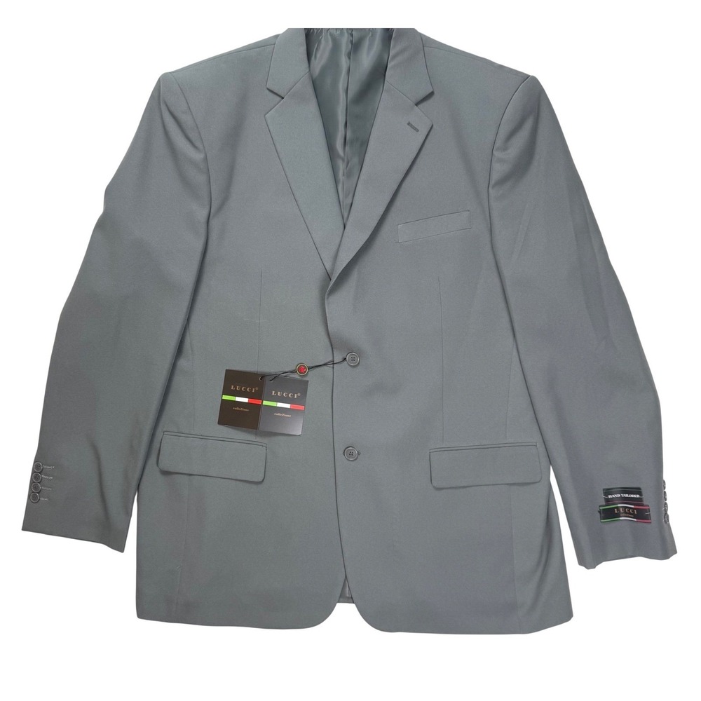 Lucci Collezione Mens Gray Two Button Blazer Suit Jacket Hand Tailored R48 NEW
